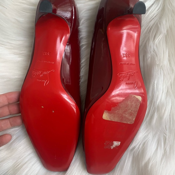 Christian Louboutin square toe burgundy kitten heels - Picture 10 of 12